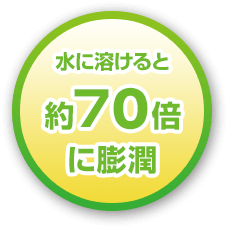 水に溶けると約70倍に膨潤